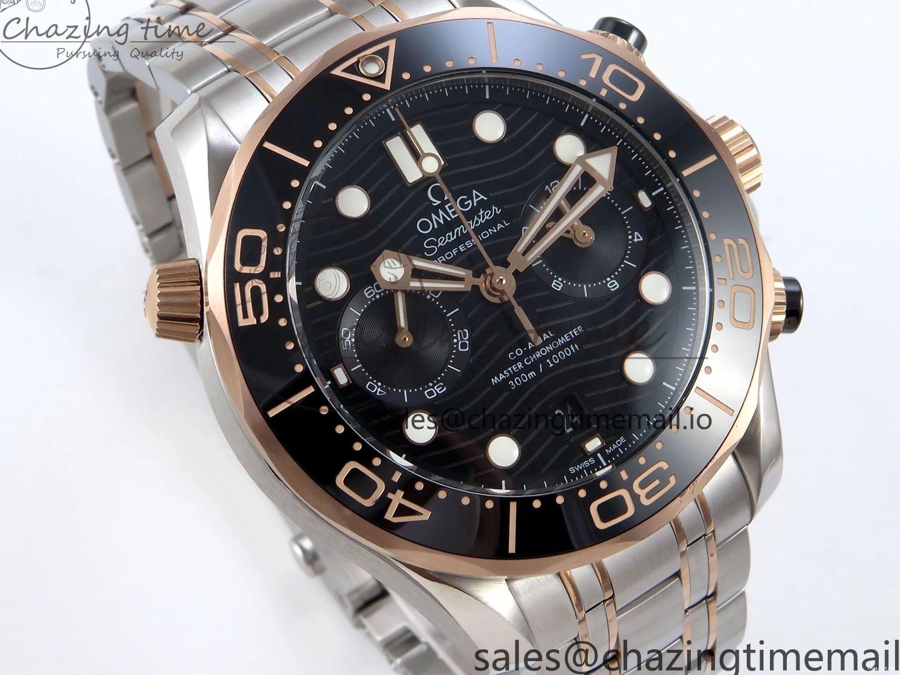 0111 Seamaster 300m Chrono SS YG OMF 1:1 Best Edition Blue Dial on SS YG Bracelet A Popular 7685